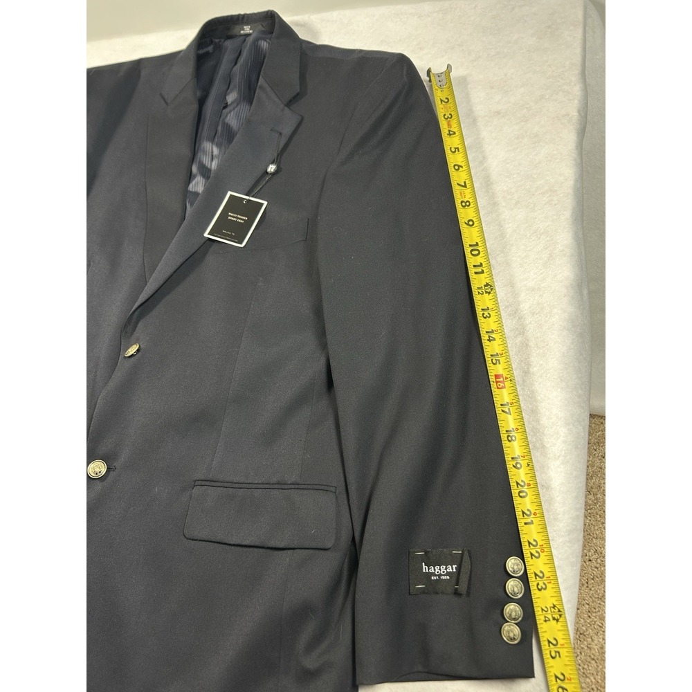 Haggar Men's Blazer 46L Black Two Button Multi Tasker Sport Coat Crested Button - Picture 8 of 9